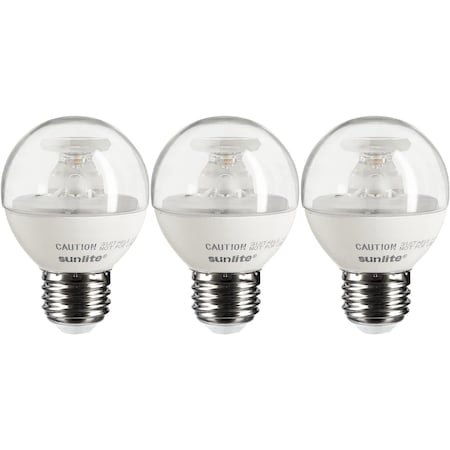 Sunlite LED G16 Globe Light Bulb, 5W 40W=, 350 Lumens, Dimmable, Medium E26 Base, Clear, 3PK 40285-SU